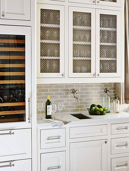 wire mesh in kitchen cupboard doors