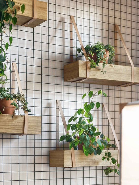 wire mesh planter wall for kitchen herbs