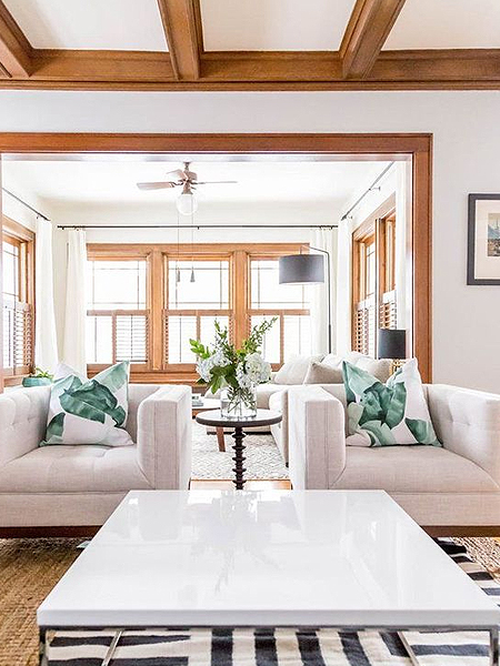 natural wood trim to highlight light colours