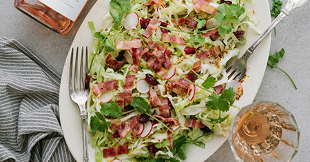 crispy bacon and shredded cabbage salad