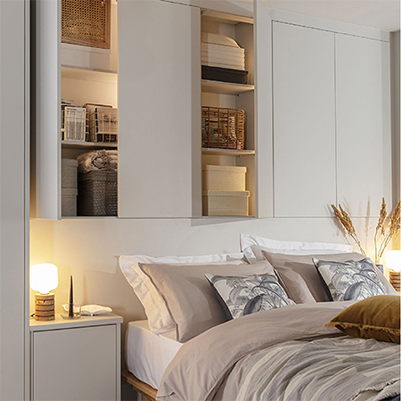 storage units above bed