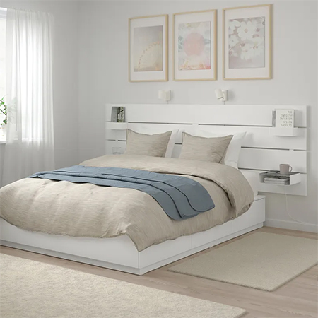 • Custom Headboard with Built-In Side Table