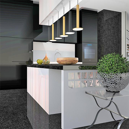 Dark Quartz Countertops with White Cabinet: Seven Design Ideas