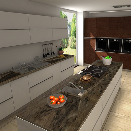 Achieve serenity with brown quartz countertops