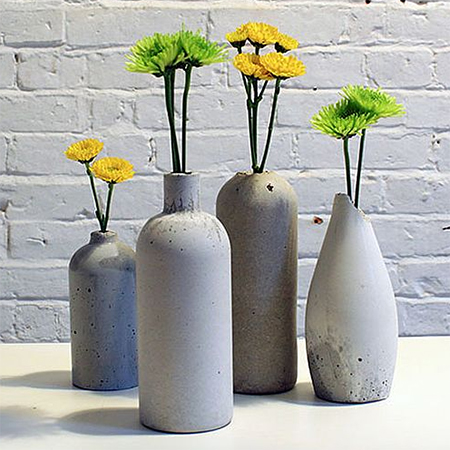 concrete wine bottle candle holders