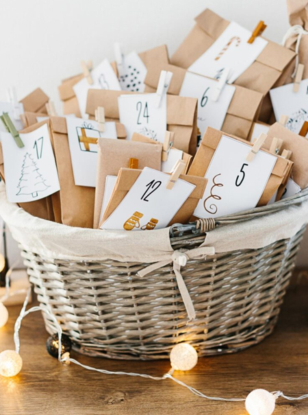 advent calendar brown paper bags