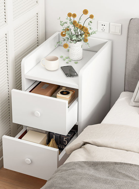 narrow steamline bedside table