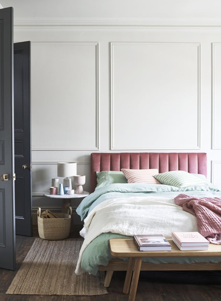 feature wall behind bed