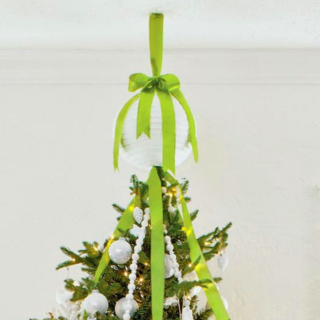 fasten top of christmas tree to ceiling