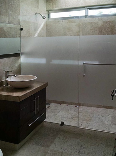 sandblasting for glass shower panels