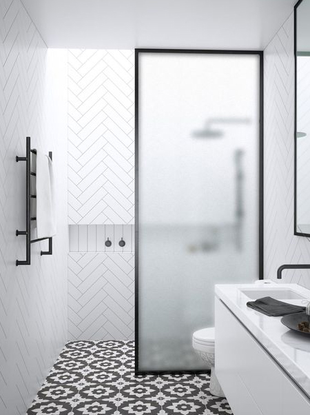 sandblased shower door