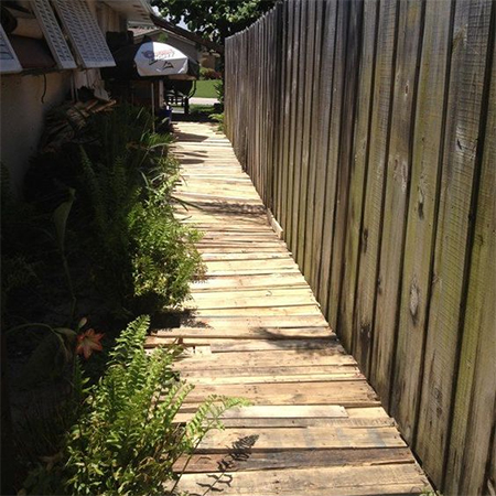 make paths with pallet wood