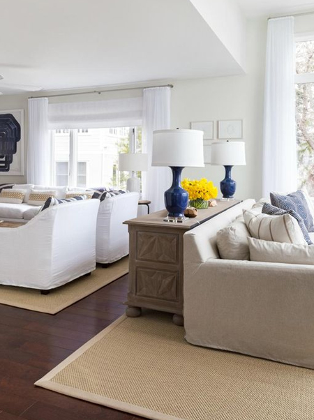 colourful lamps in living room