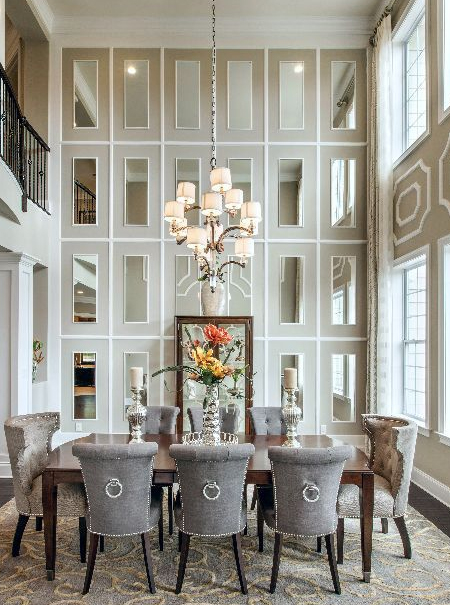 mirror wall in dining room
