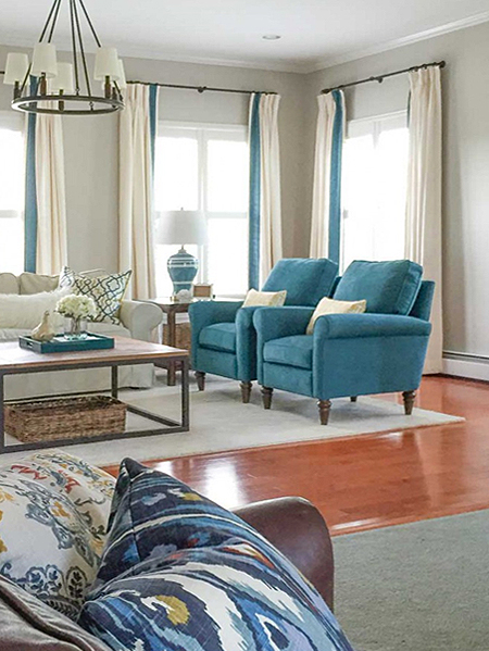 curtains in a light colour for a dark room