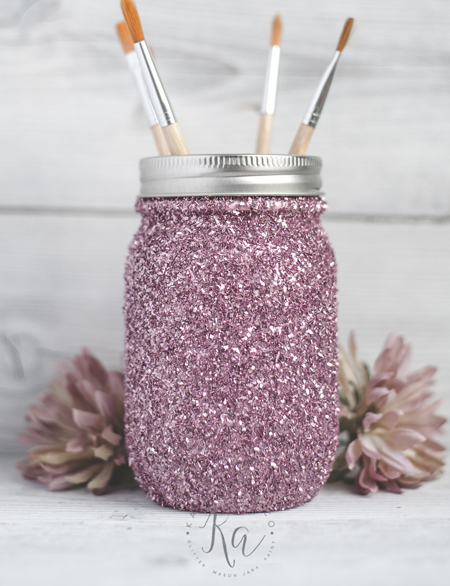 decorate mason or ball jars with glitter