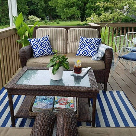 before and after new cushions for patio furniture