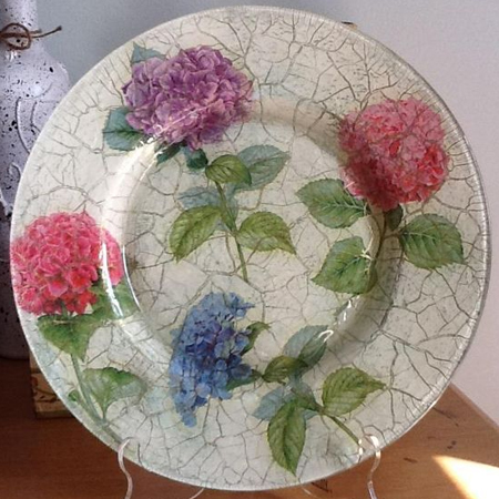 decoupage painted crackle plates