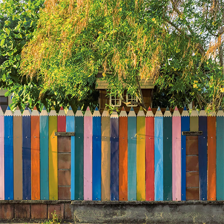 colourful boundary fence