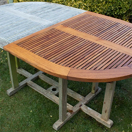 before and after using teak oil