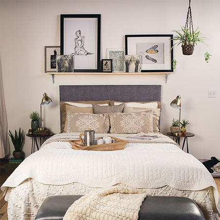 ideas for shelf above bed