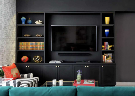 decorate dark wall behind tv