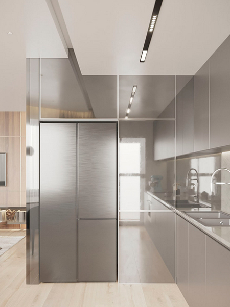 reflective surfaces in kitchen