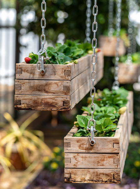 wooden hanging planter boxes
