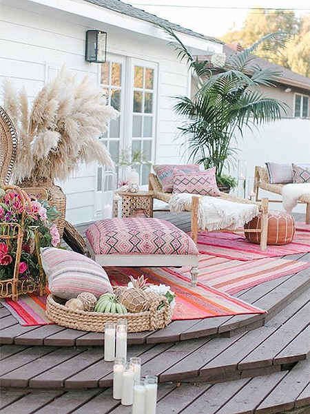 patio with pink accents