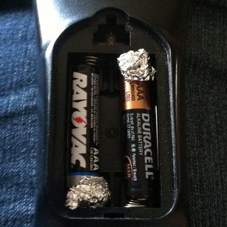 tin foil and batteries
