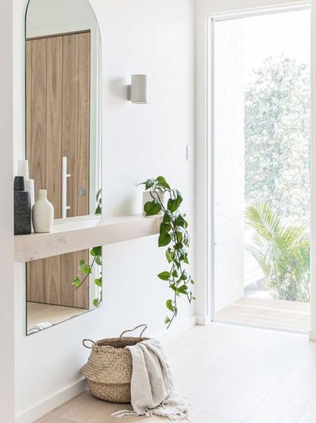 floating shelf display for entrance to home