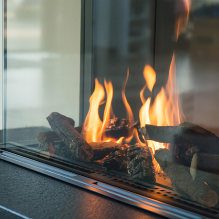 see through gas fireplace