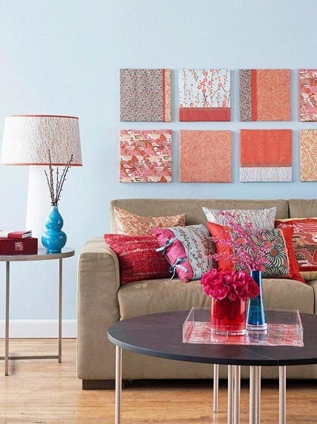 fabric scraps wall art