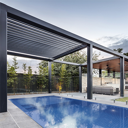 carport structure or pergola over lap pool