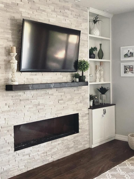 Clad with rock or faux brick