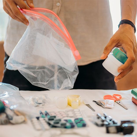 pack pills and medications in zipseal ziploc bags