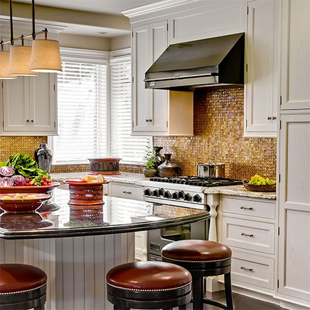 copper tile or sheet backsplash