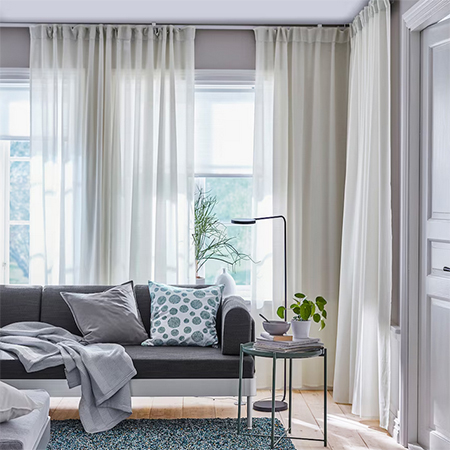 Curtains tone lighter or darker than wall colours