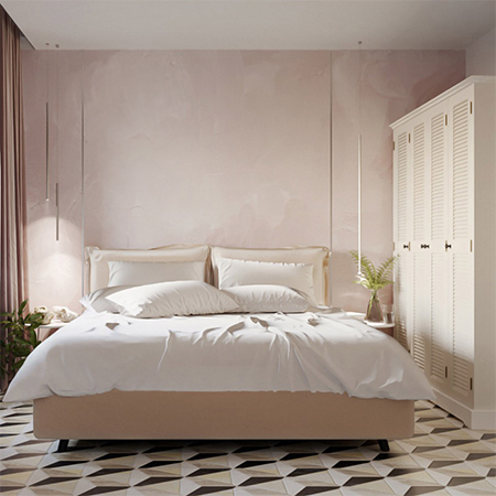 blush pink in bedroom