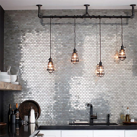 stainless steel tile backsplash