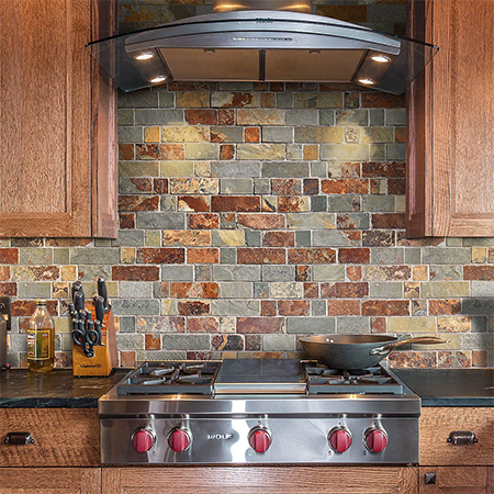 natural stone tile backsplash kitchen