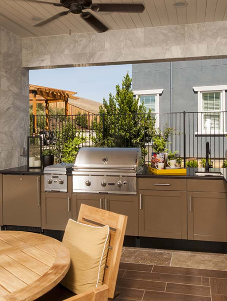 What comprises and outdoor kitchen?