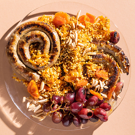 Warm millet sosatie salad