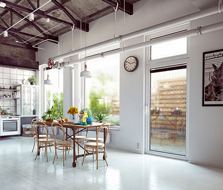interior design rendering rain stormy day