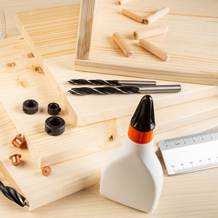 Use wood glue for joining two pieces of timber or board together to create strong joins