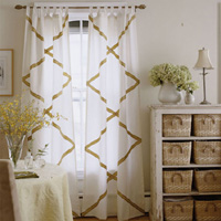 Dress curtains with ribbon