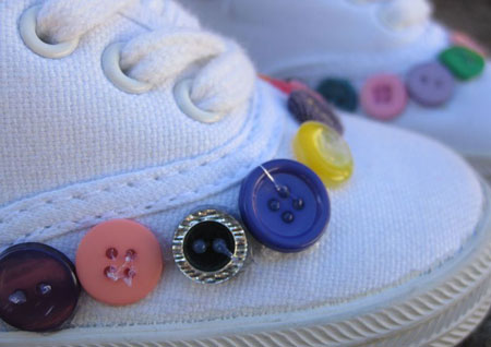 ideas and uses for buttons embellish shoes or takkies