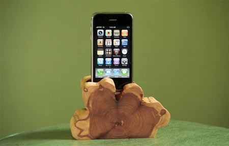 wood cellphone docking block