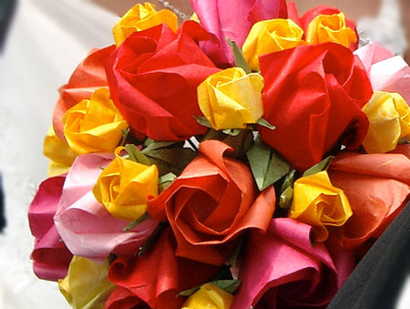 Origami paper flower bouquet