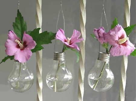 Recycled lamp bulb vases 